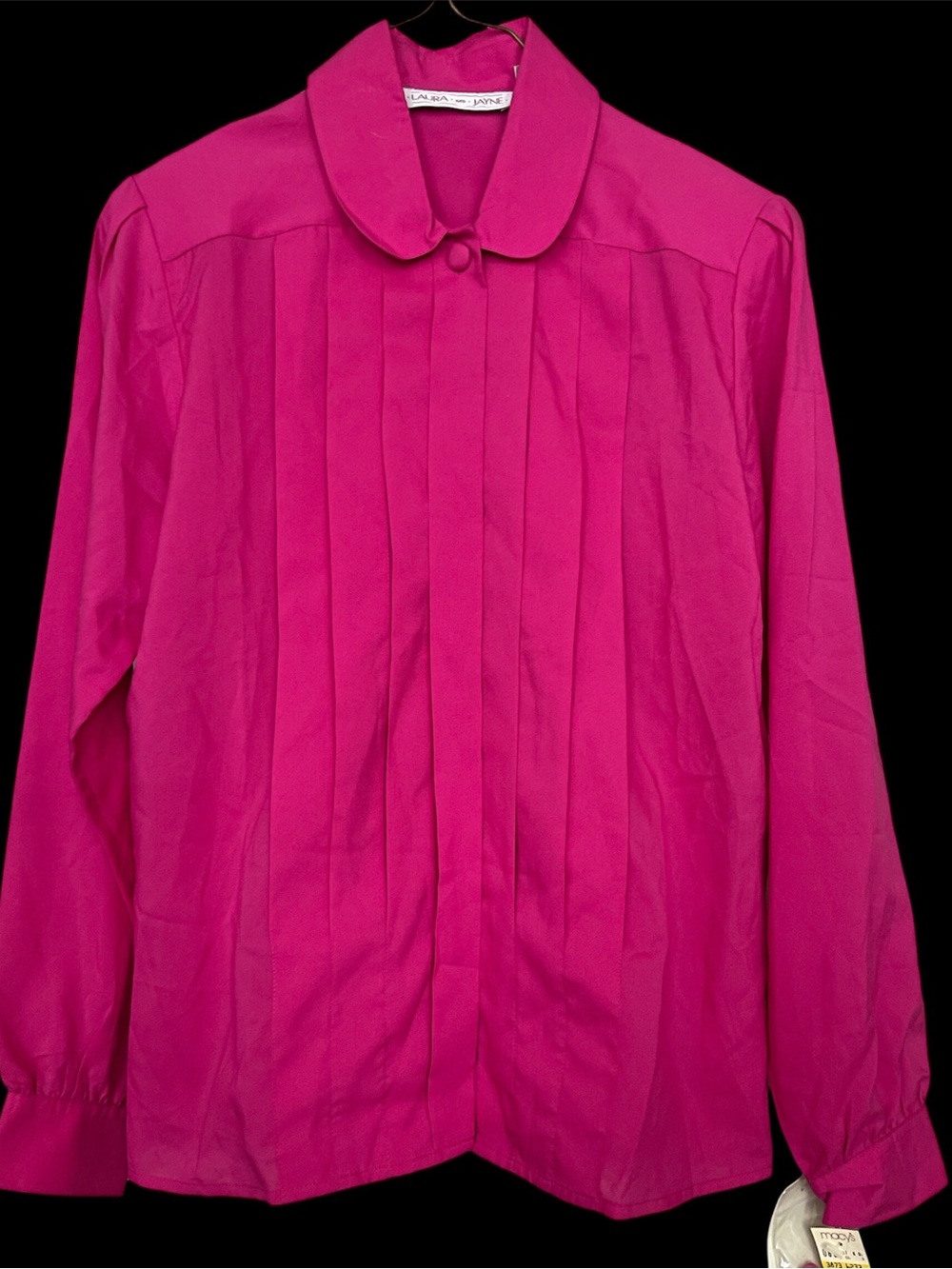 Classic Pleated Front Hidden Button-Down Blouse - Fuchsia